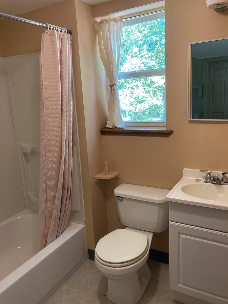 Shower/tub combination.  Enjoy a relaxing soak "in the middle of nowhere".