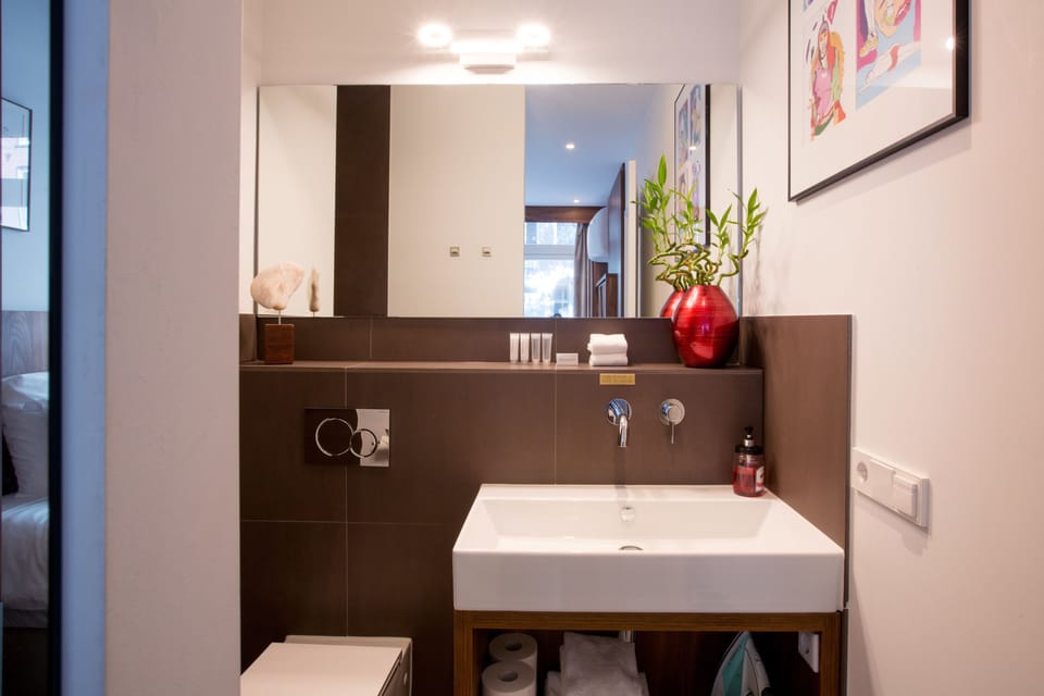 Deluxe Double Room, 1 Queen Bed | Bathroom | Shower, free toiletries, hair dryer, towels
