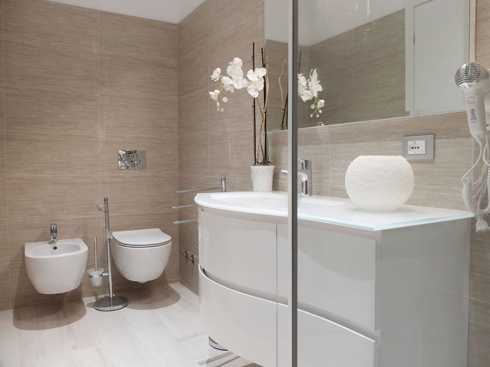 Shower, free toiletries, hair dryer, bidet
