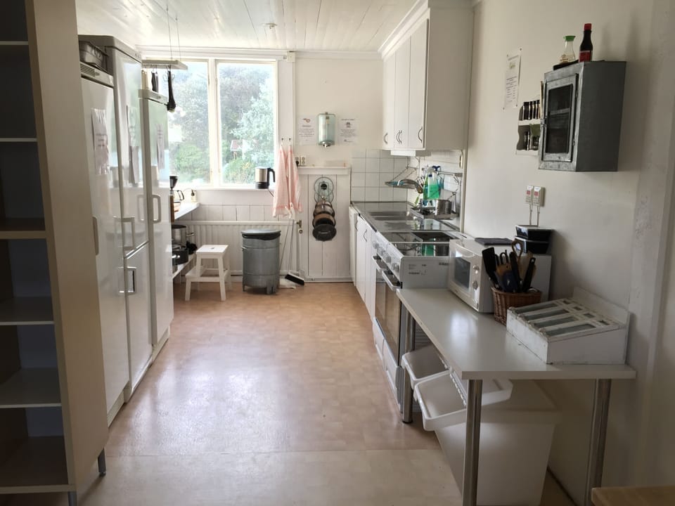 Shared fridge, microwave, highchair