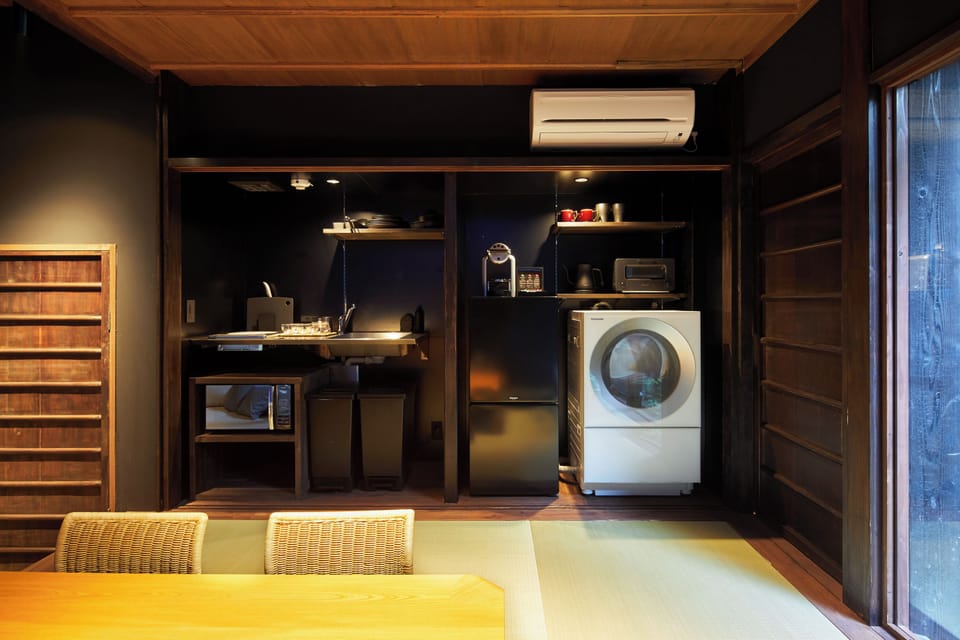 Traditional House with Semi-open-air-bath | Private kitchen | Fridge, microwave, stovetop, espresso maker