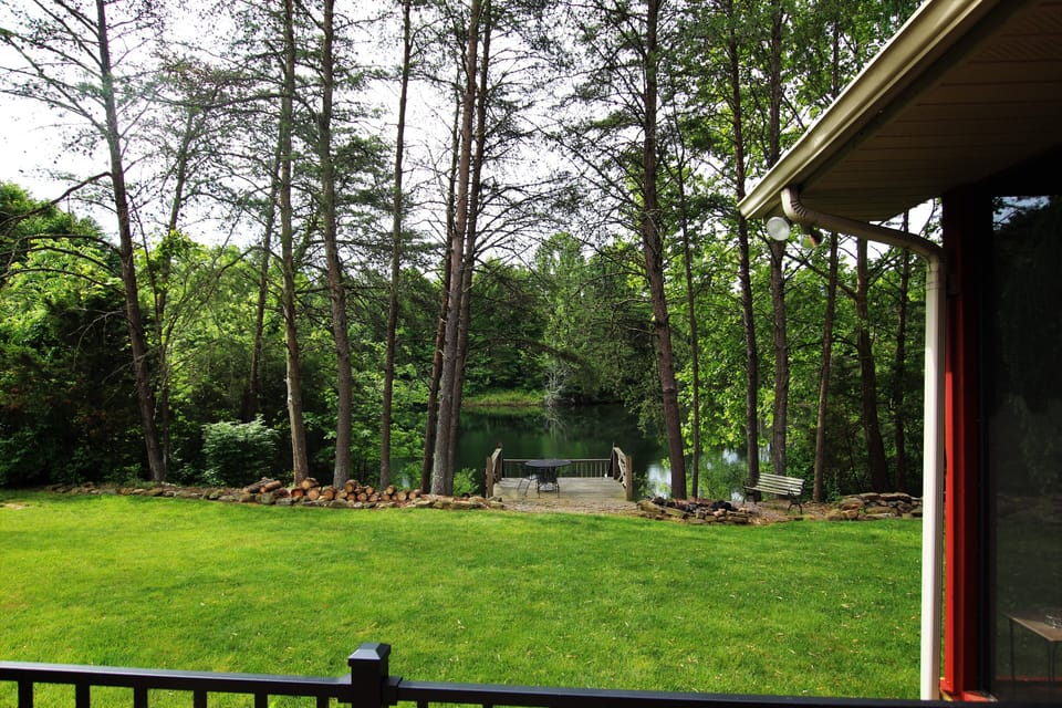 back yard and fishing deck