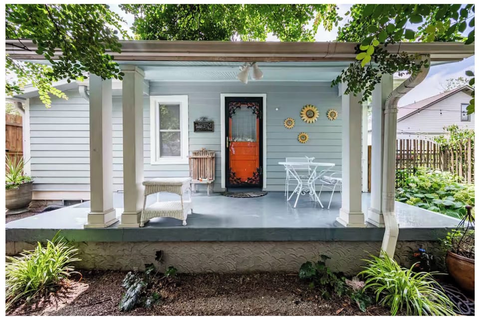 Front porch overlooking the private courtyard