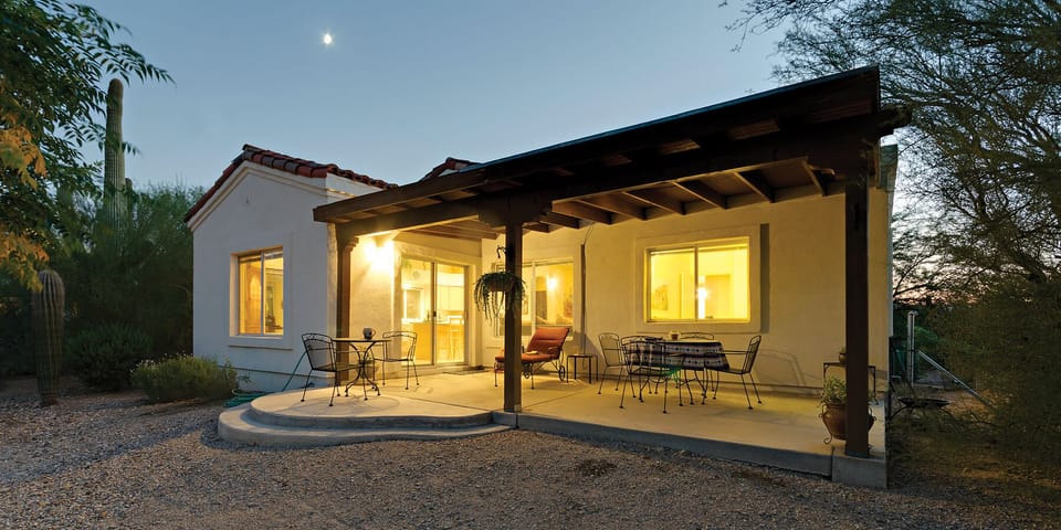 Backyard porch for enjoying bird watching and wildlife