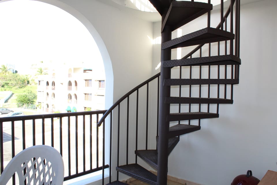 Staircase to upper terrace.