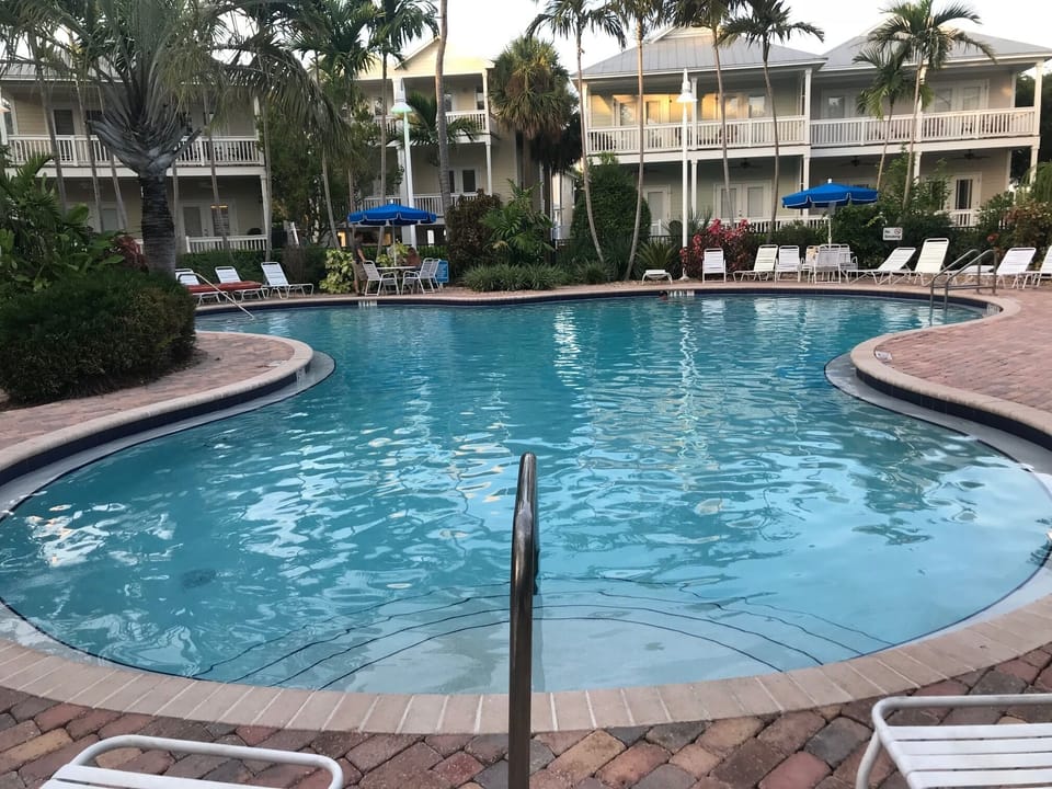 Large heated pool just steps from back porch