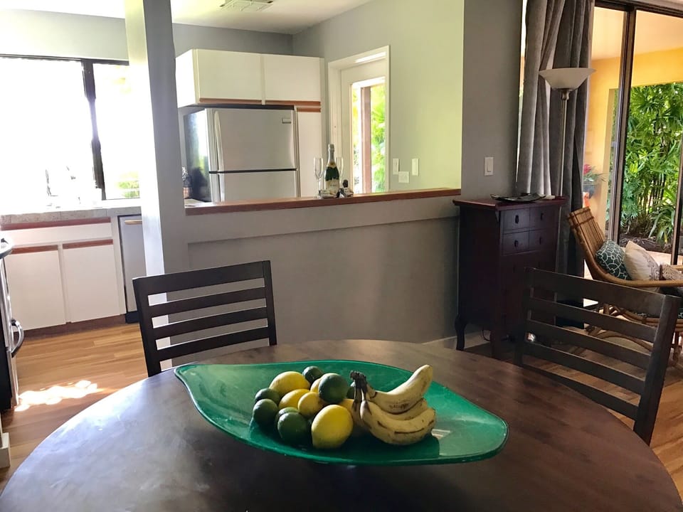 Our sunny kitchen and dining area