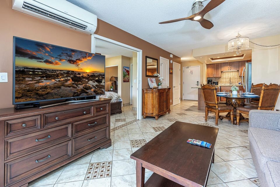 Unwind in your comfortable living space with modern amenities including a large flat-screen TV, split ac, and stylish furnishings perfect for relaxing after a day of exploring.