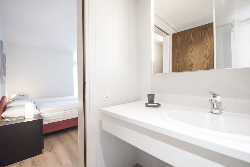 Business Apartment, Lake View | Bathroom | Shower, hair dryer, bathrobes, slippers