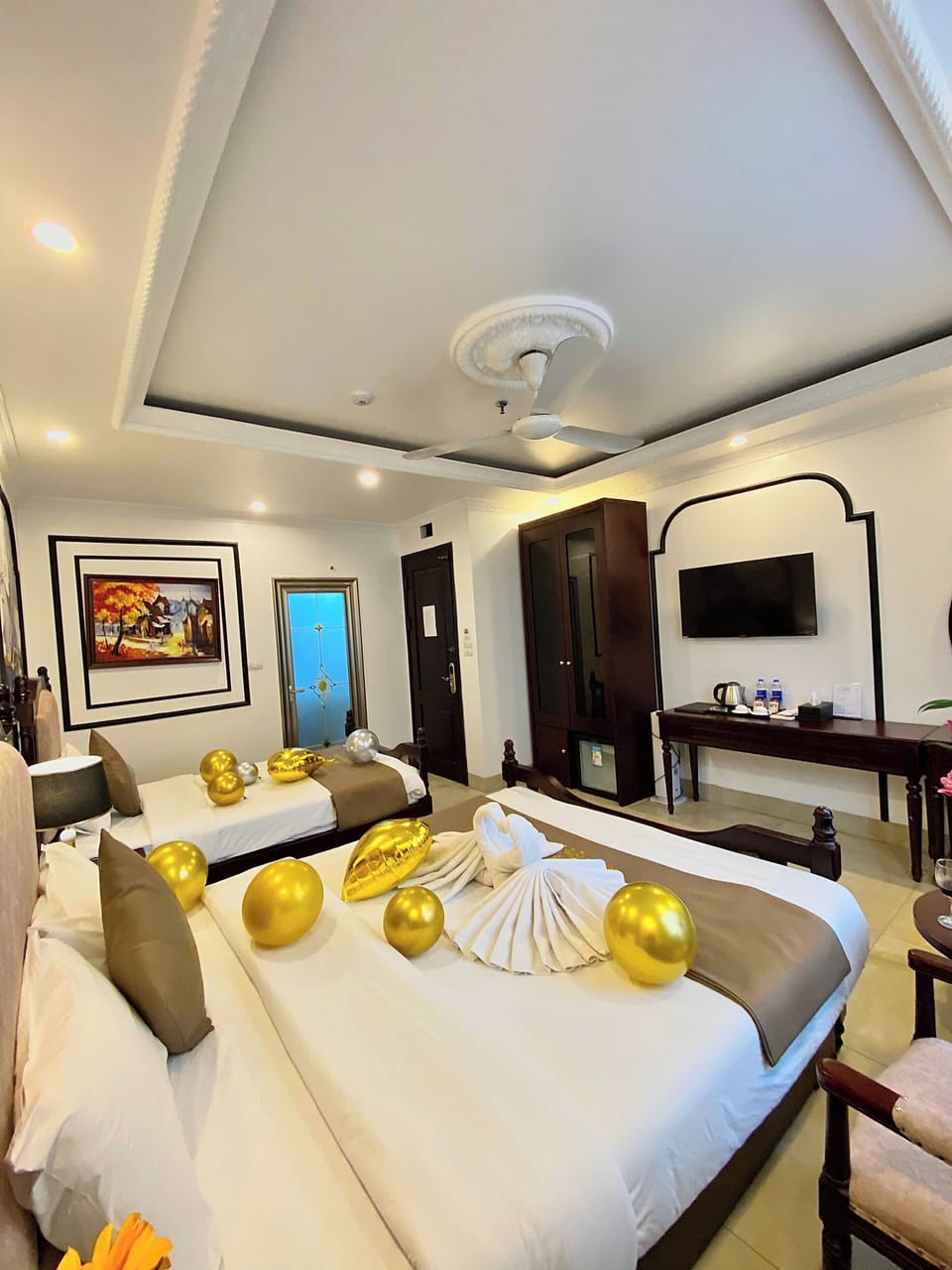 Executive Quadruple Room, Multiple Beds, City View | Frette Italian sheets, premium bedding, down comforters