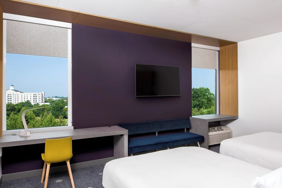 aloft, Room, 2 Queen Beds | Premium bedding, in-room safe, desk, laptop workspace
