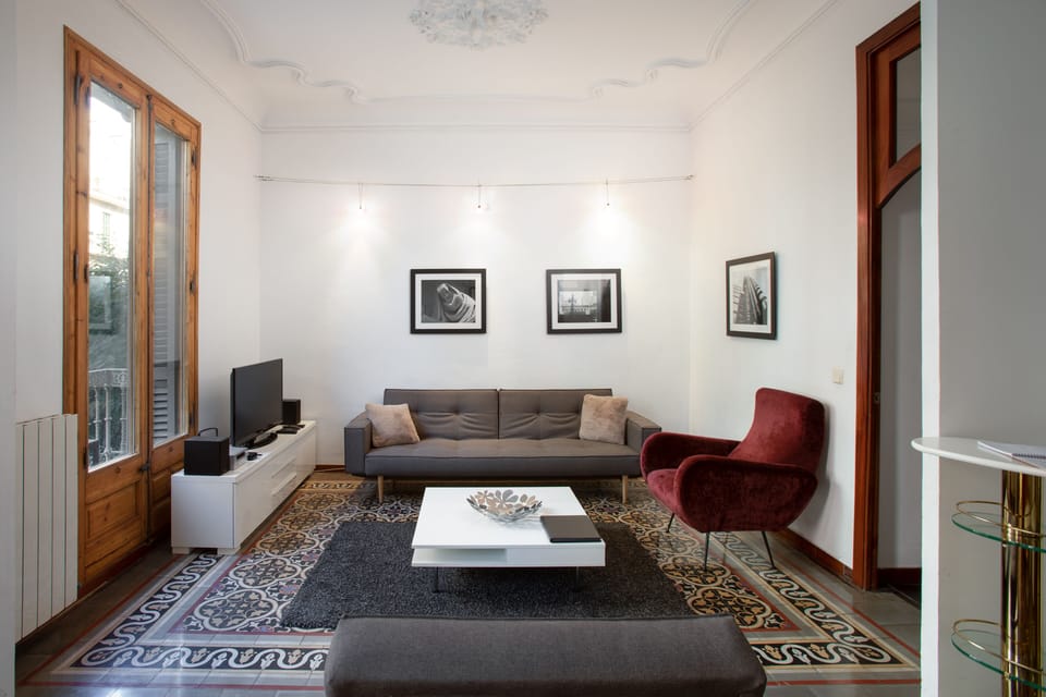 The Living Area, with stereo and Apple TV
