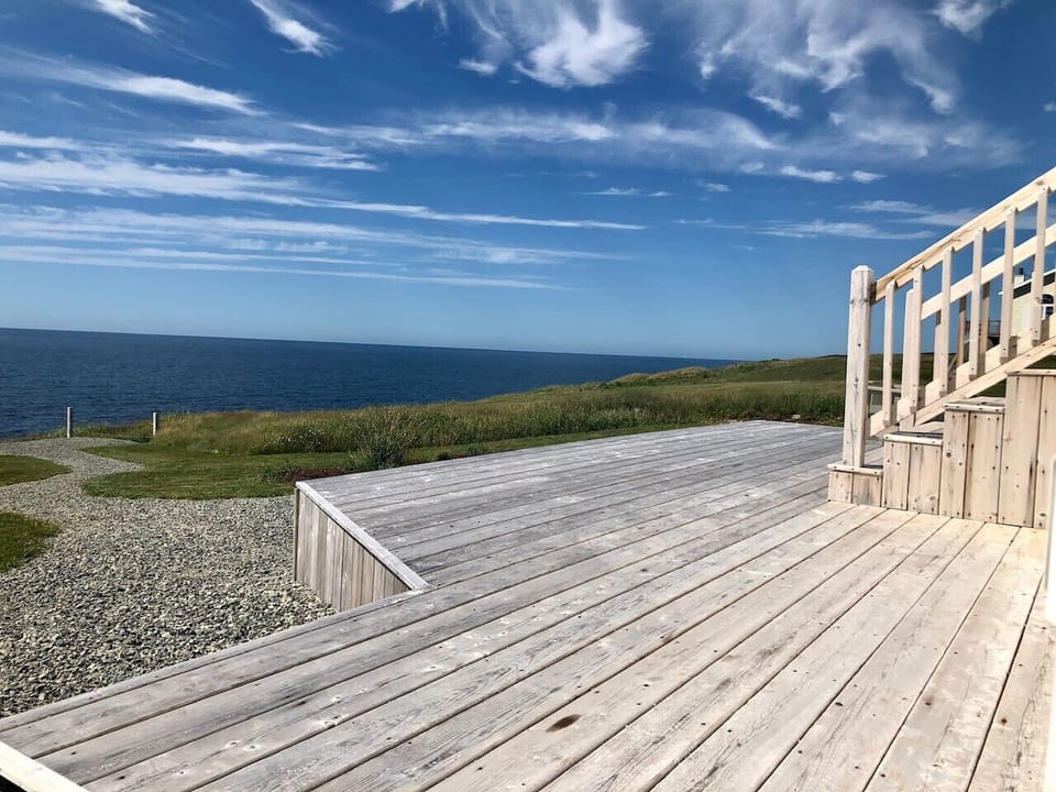Ocean View from Sundeck at the Cliff-top Comfort vacation home near Cheticamp