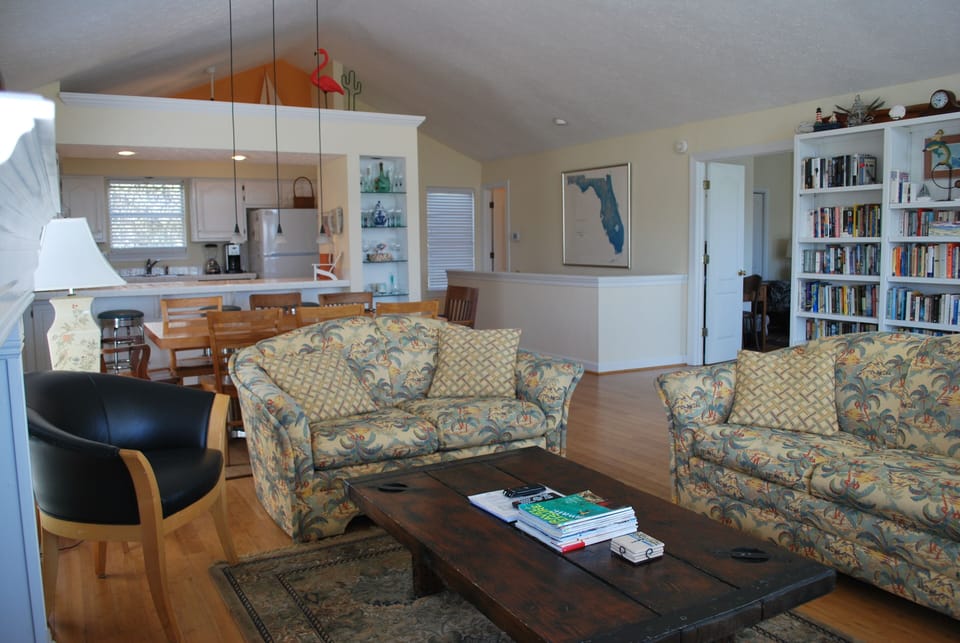 Plenty of comfortable seating for lounging.  Sofa pulls out to a queen sleeper.