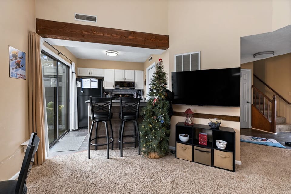 Kitchen & TV from LR sofa (pic taken prior to flooring renovation)