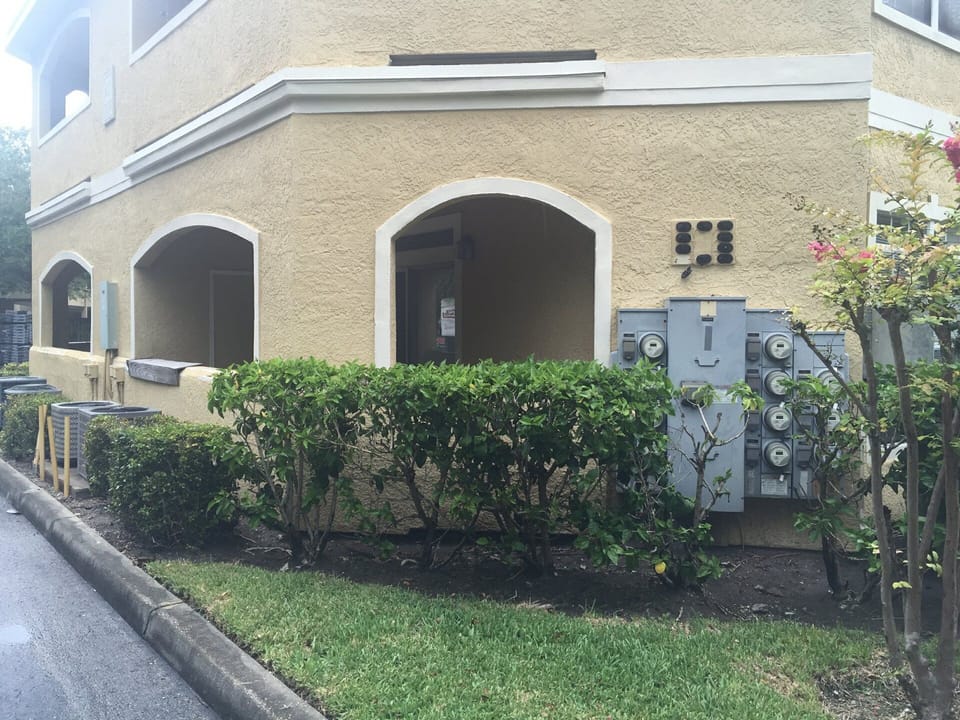 Front of apartment. Ground floor.