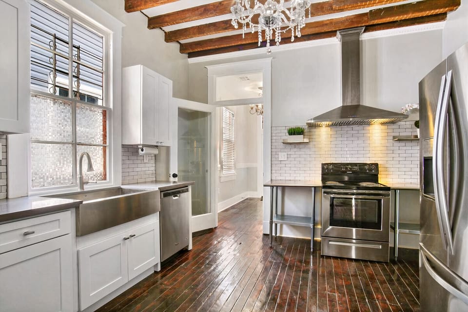 Large kitchen includes: fridge, oven/range, dishwasher, garbage disposal, microwave, 12 cup coffee maker, toaster, etc.