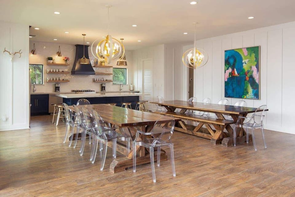 Farm tables seat 10 