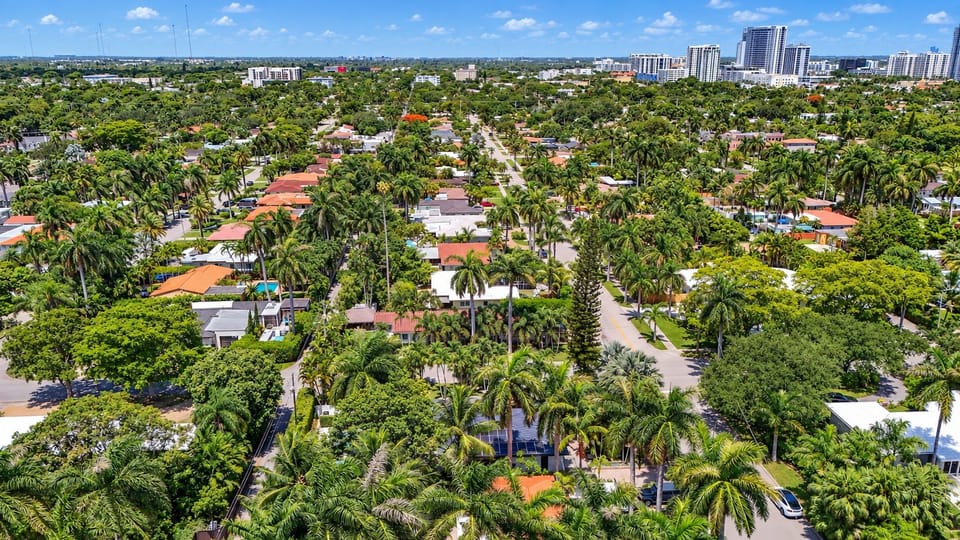 A short distance from the beach