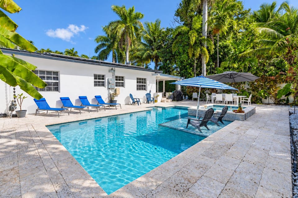Private, comfortable, salt water heated pool awaits
