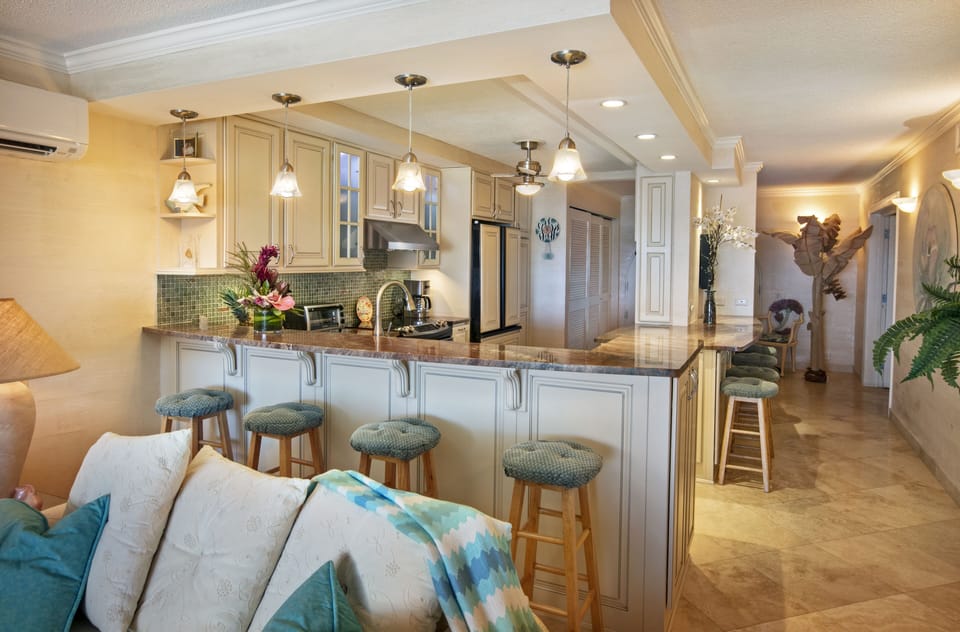 Another kitchen / living room view of your living quarters. 
