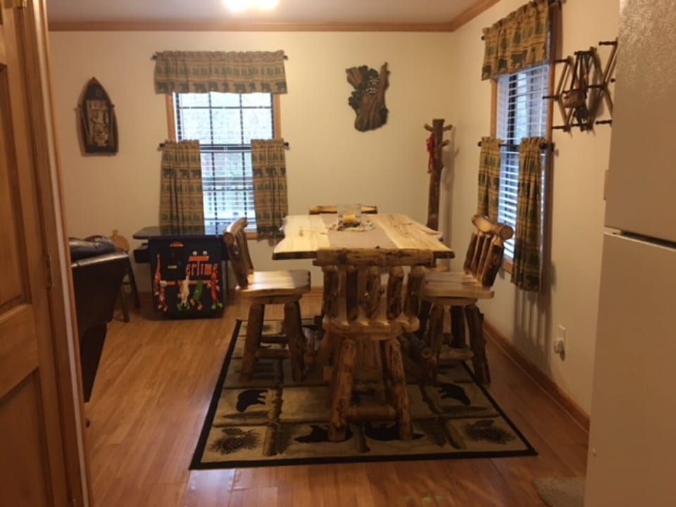 Now With Beautiful Bear Rugs & The Walls Are All Wood Now!