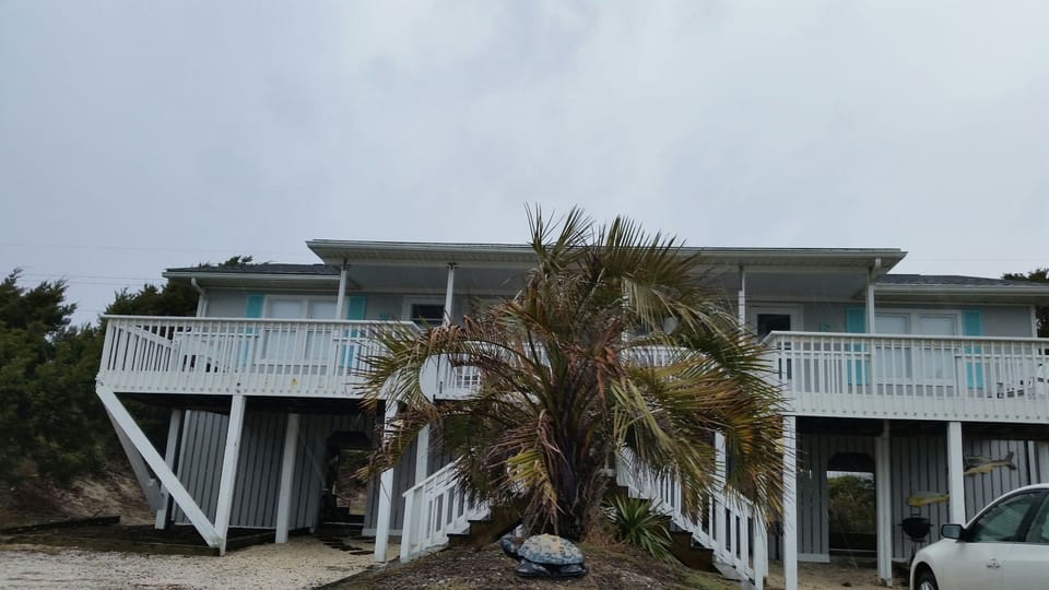 View from outside of duplex - we are on right side at top of the stairs