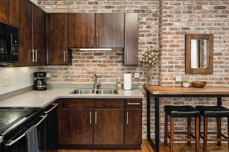 Full kitchen with standard drip coffee maker