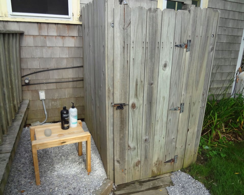 Refreshing outdoor shower for après beach or anytime..