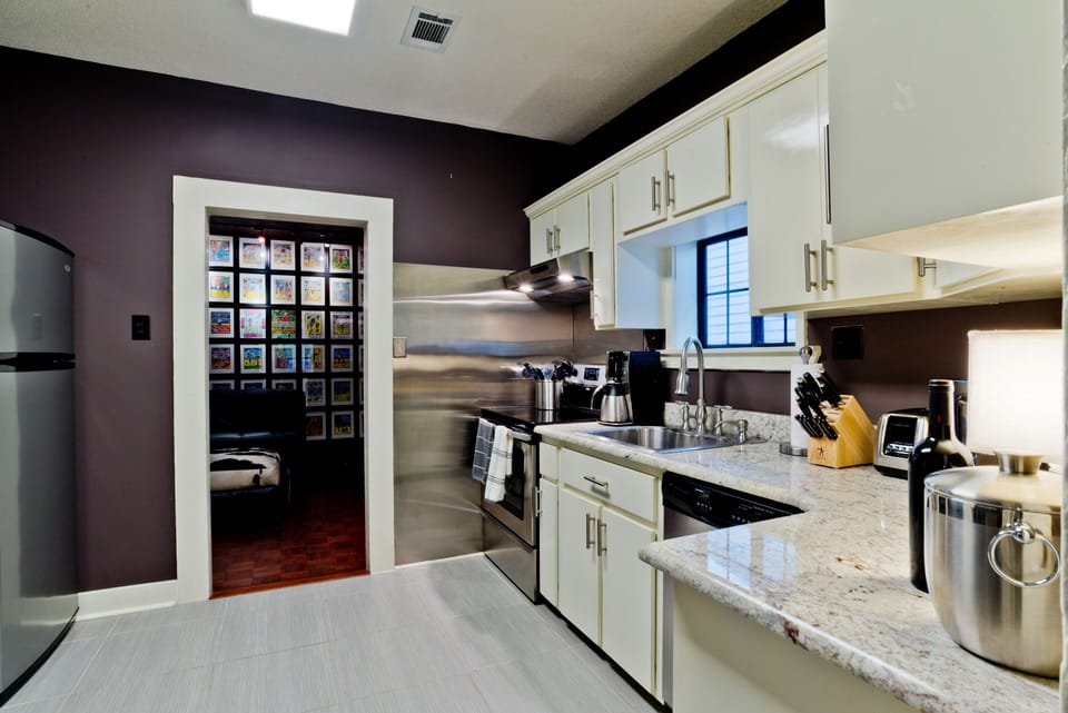 Spacious full kitchen, stainless appliances and dishwasher