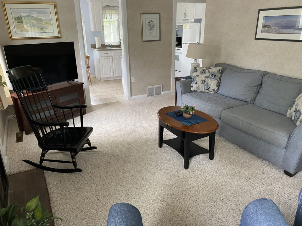 Living Room with -  50", 4K /HDTV / SMART connectivity to NETFLEX  & others.
