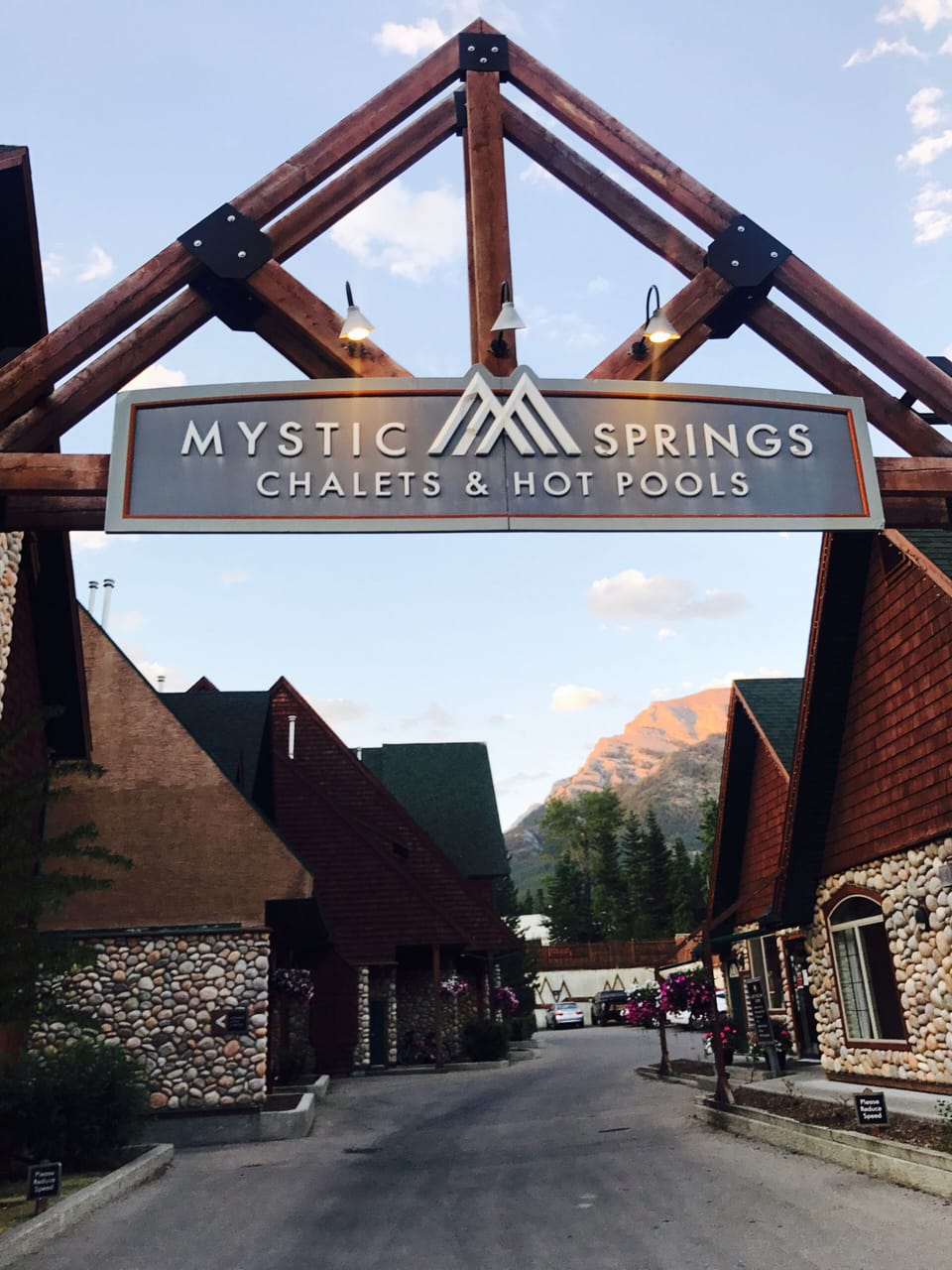 Front Gate of Mystic Springs Chalets