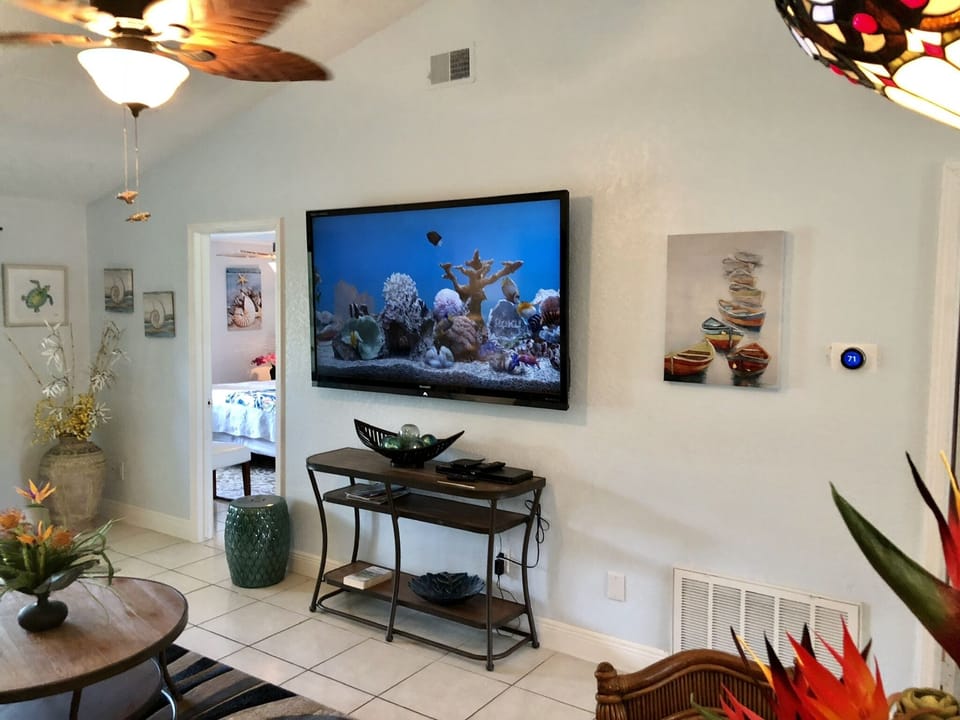 70 Inch Flat HD TV , Located in Family Room.
Cable Package & Roku.