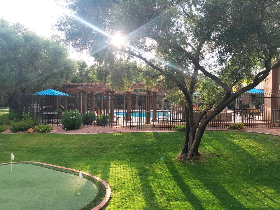 Grill steaks, sip margaritas and enjoy the pool and greens of the community.