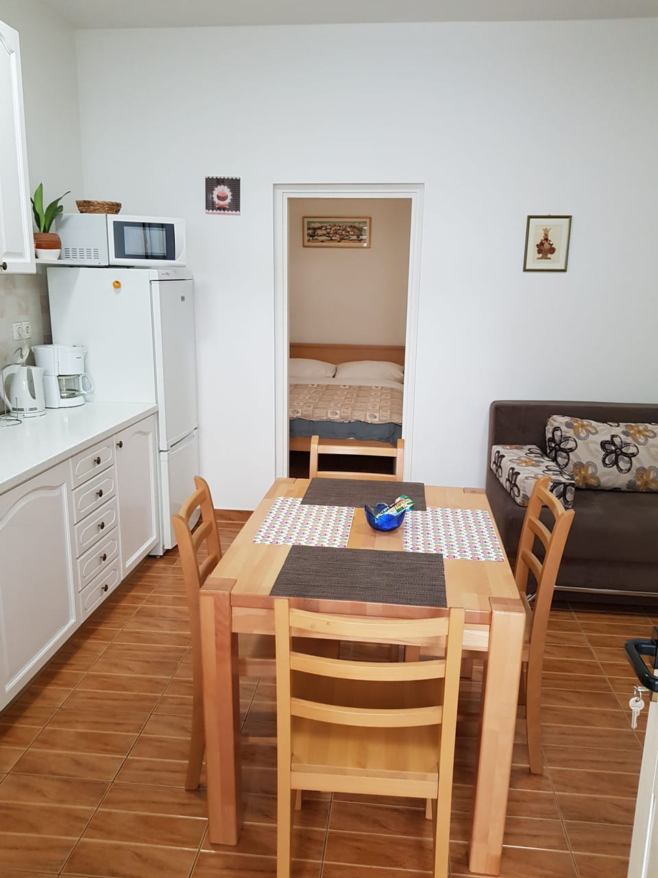 2 bedrooms, blackout drapes, soundproofing, iron/ironing board
