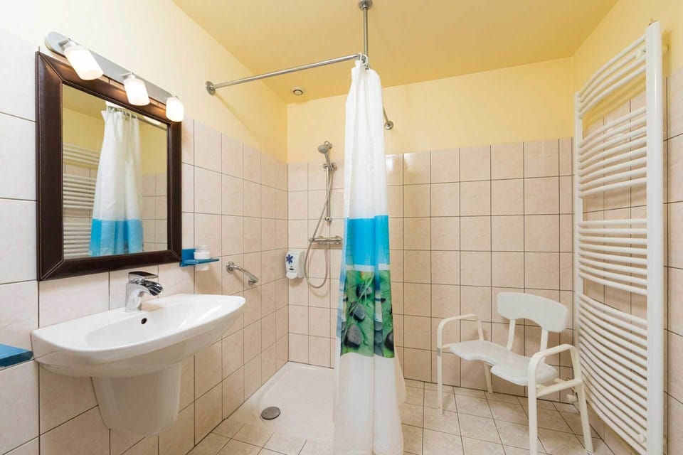 Comfort Double Room, Accessible (Une poule sur un mur) | Bathroom | Free toiletries, hair dryer