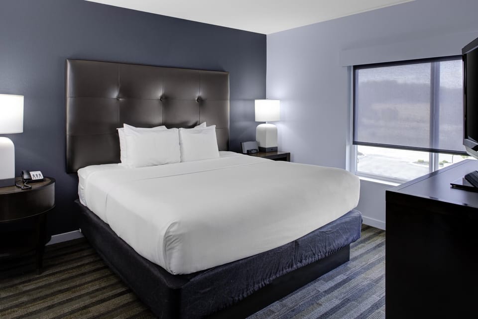 Premium bedding, pillowtop beds, desk, blackout drapes
