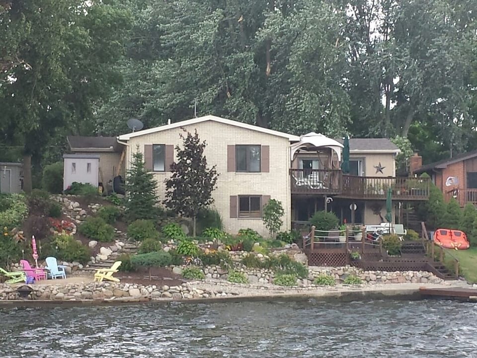 This is a view of the water front side of the house from the boat