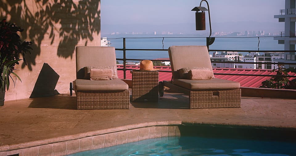 Poolside.