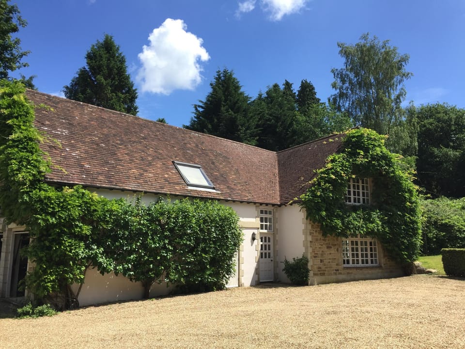 The cottage is self-contained, with fig trees and wisteria.