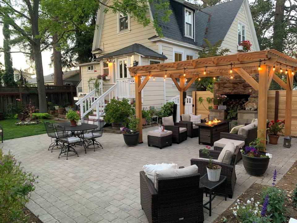 Walk right out to the beautiful patio seating areas and fire pit!