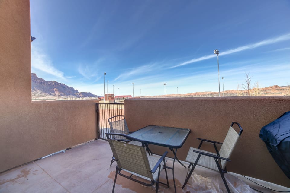 Outside Patio table with gas BBQ Grill