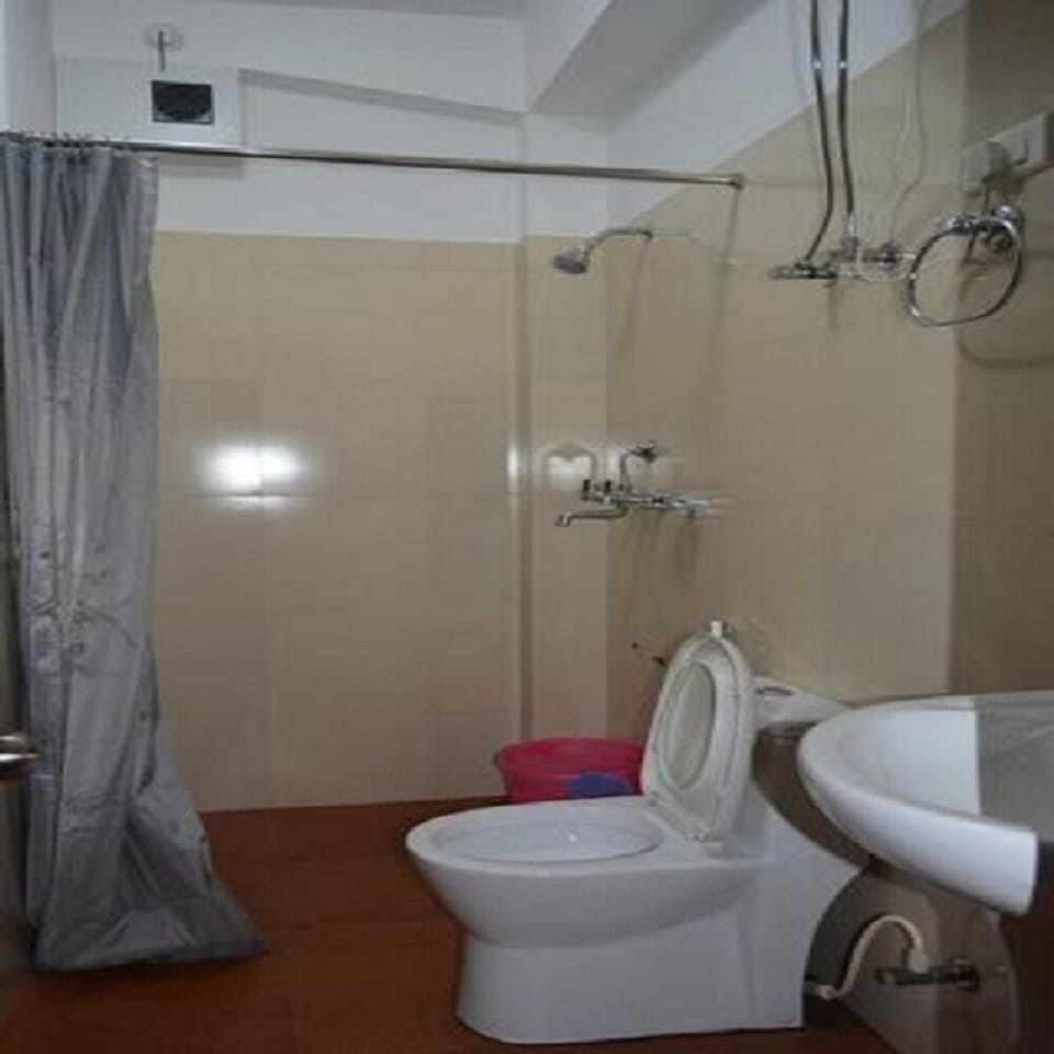 Shower, slippers, towels