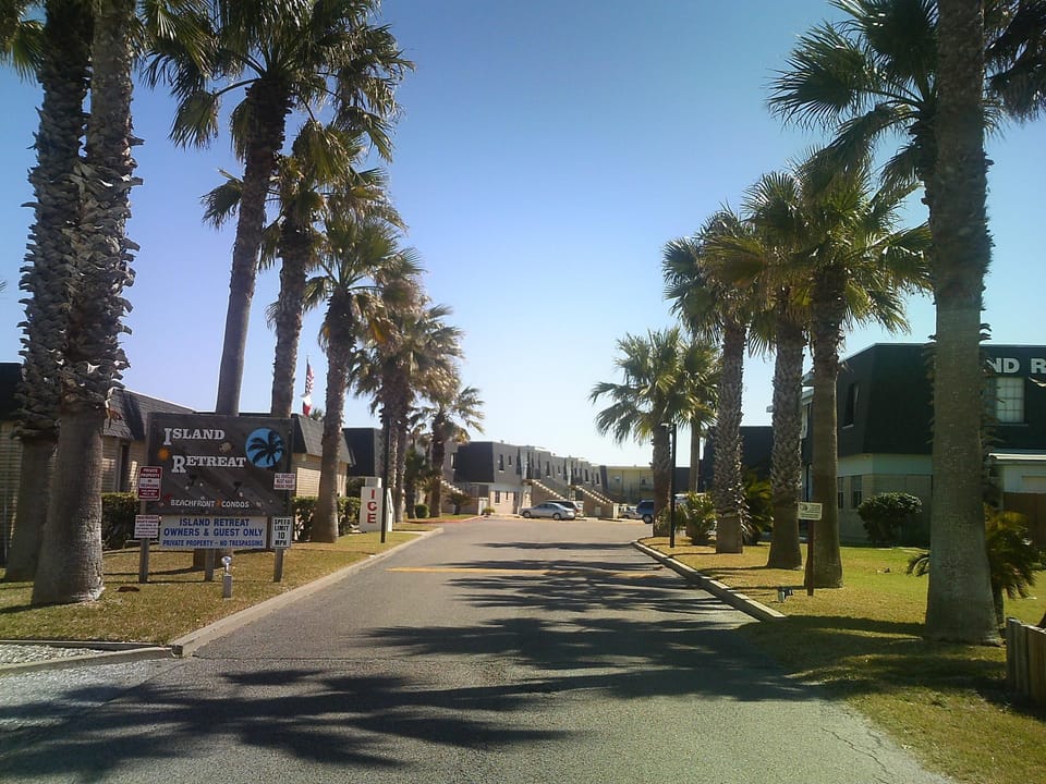 driveway into the complex
