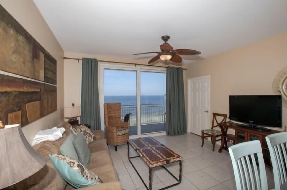 Living room with door to balcony