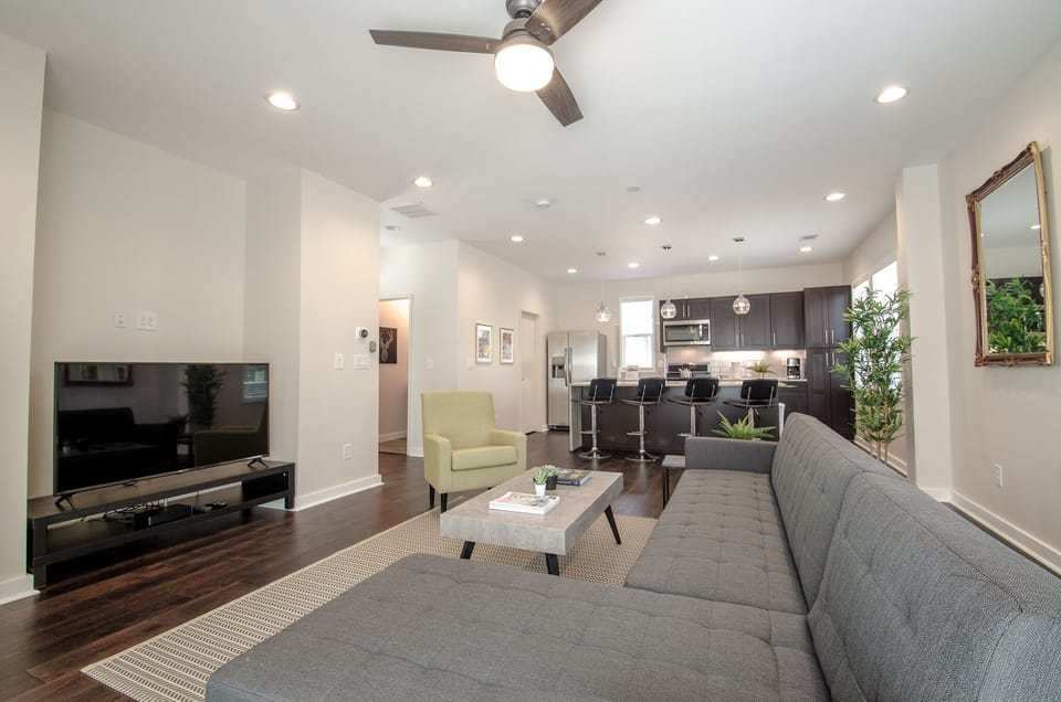 Living area with Smart 55" TV. Basic Cable included. 