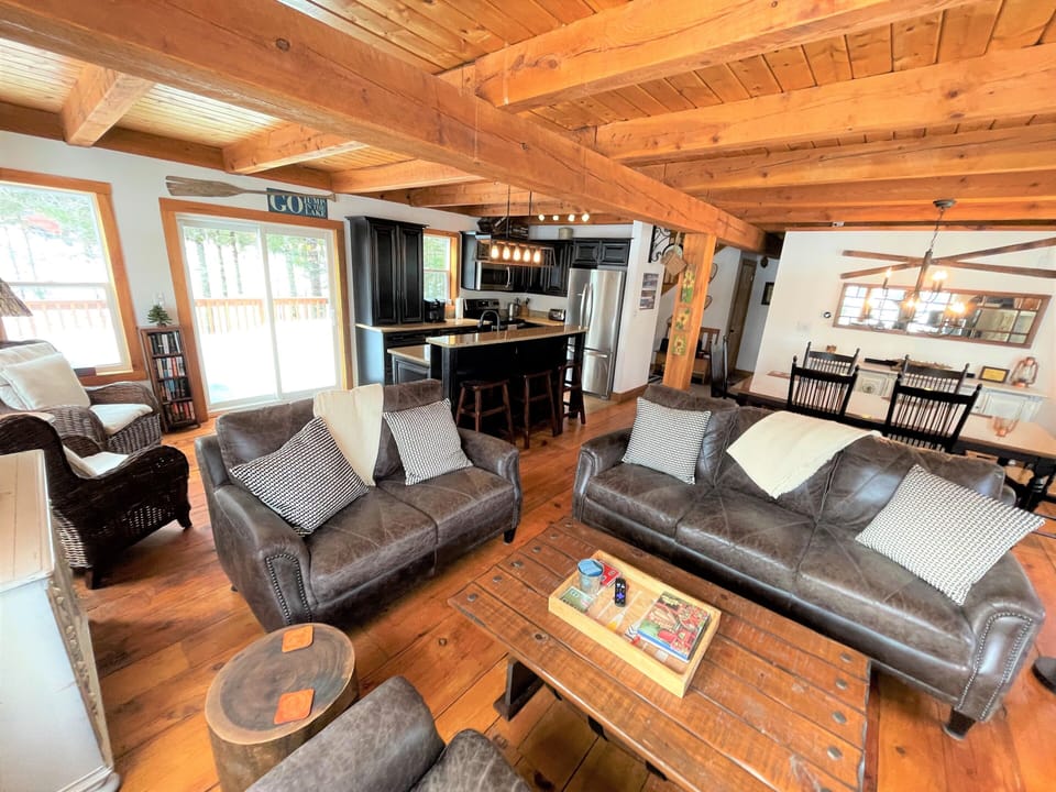 Cozy living room with lots of comfy leather furniture
