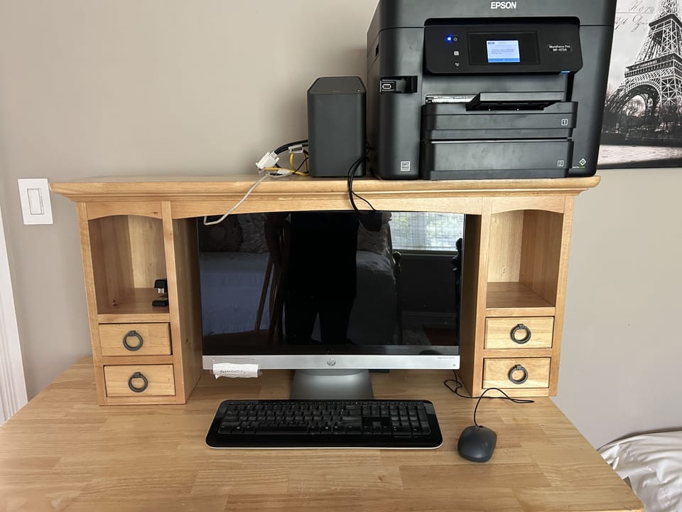 Desk area with printer