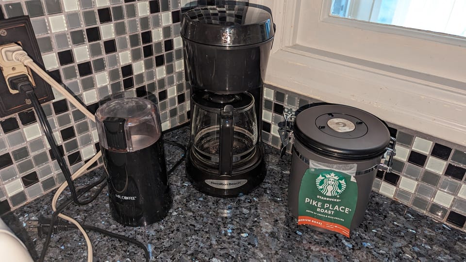 Coffee Beans, Coffee Grinder and Drip Coffee Maker