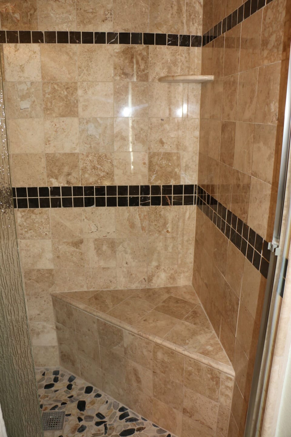 Close up of seat in Shower
